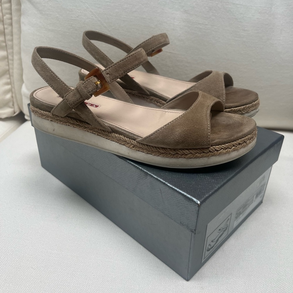 Prada tan suede sandals size 9.5